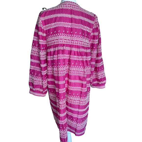 MELISSA NEPTON Bart Dress Size‎ Large Fuchsia White Detailed Embroidery NEW - Picture 6 of 11